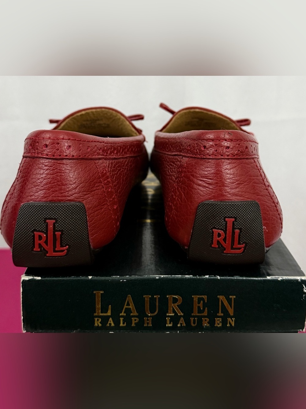 Lauren Ralph Lauren Cassady Red Pebbled Leather Tassel Loafers US 8 NWT - Picture 6 of 10